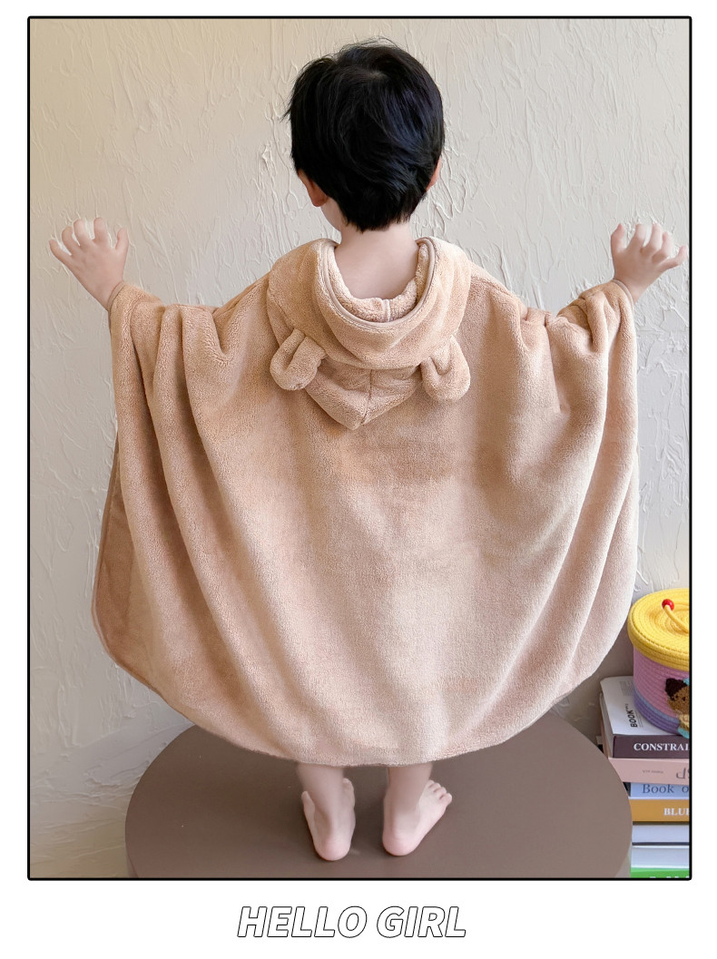 バスタオル 可愛い動物刺繍入りフード付きバスタオル