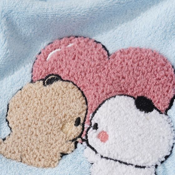 バスタオル 愛らしい動物刺繍入りバスタオル