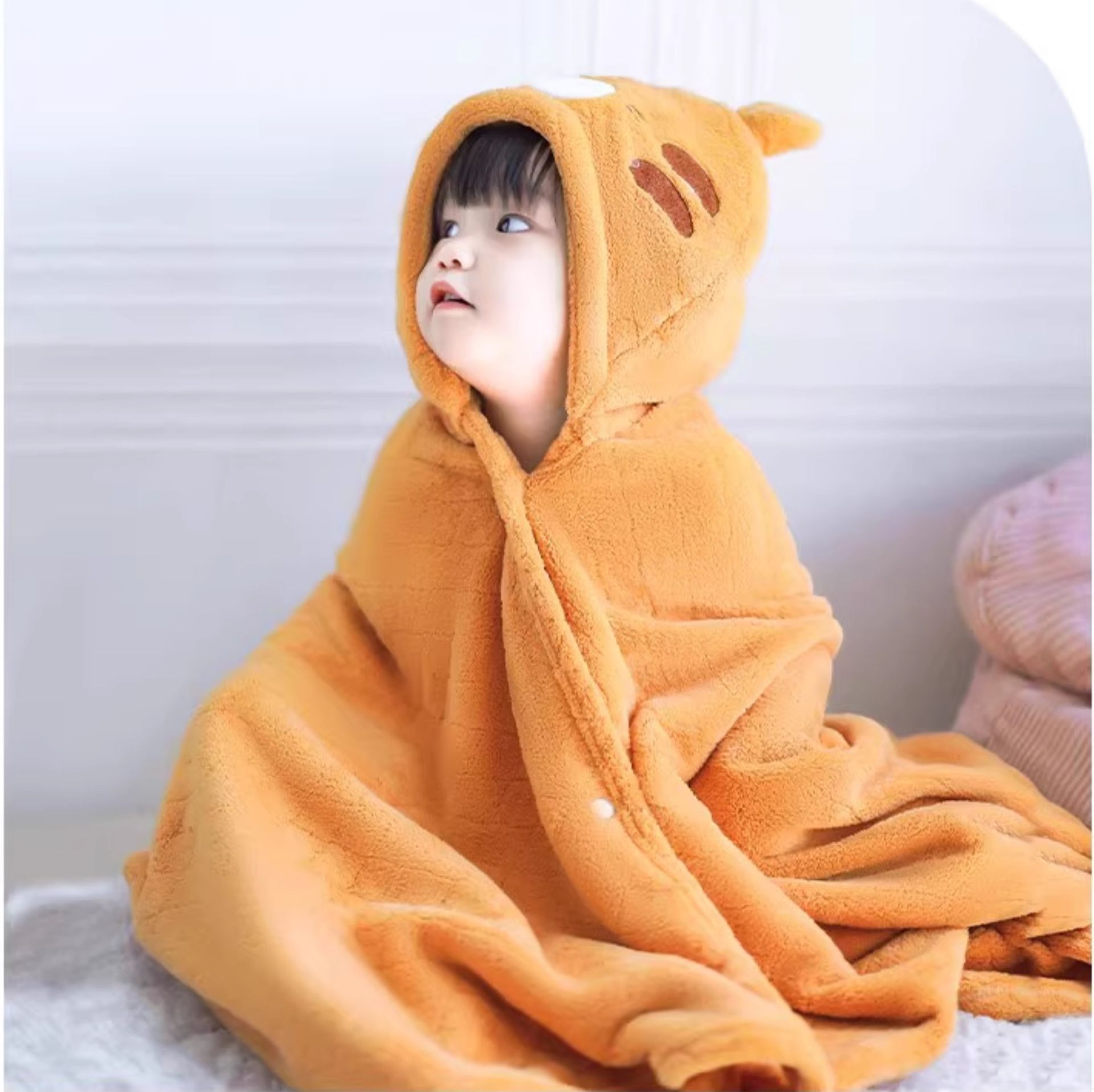 バスタオル 子供用動物モチーフフード付きバスタオル