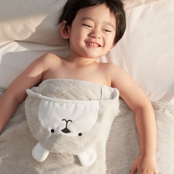 バスタオル 子ども用ひつじ動物型フード付きバスタオル