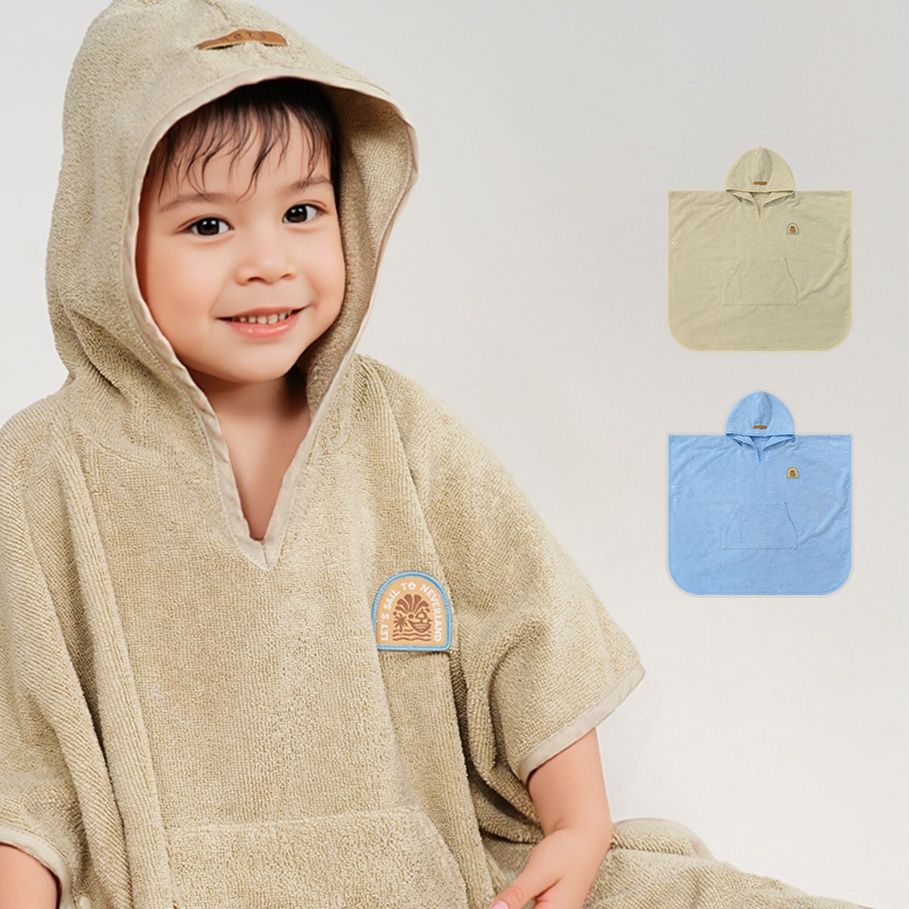 バスタオル 子供用ポンチョ型フード付きバスタオル