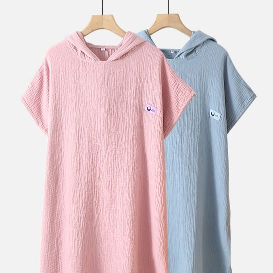 バスタオル ふわふわ紗布フード付きバスローブタオル