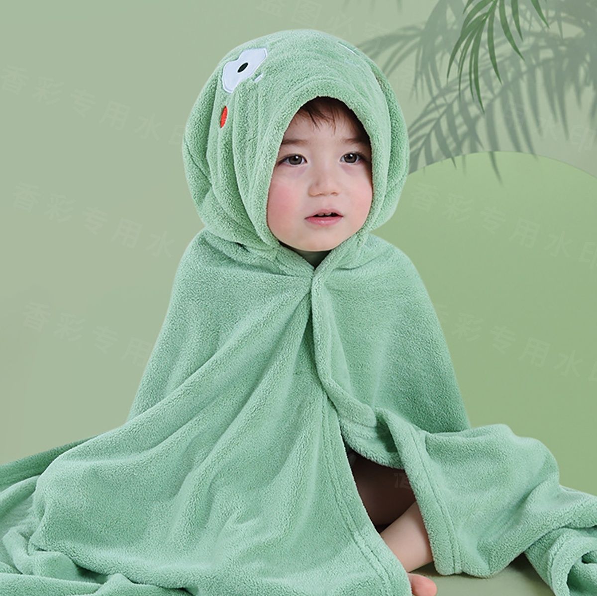 【フード付きベビーバスタオル】 新生児〜幼児用 80×80cm コーラルフリース 吸水速乾 ブランケット兼用 （ホワイトベア／ピンクキャット／グレーエレファント／ブルーパンダ）