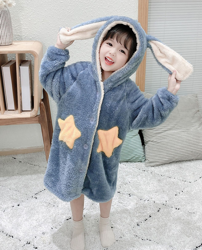 バスタオル 子供用うさぎ耳付きふわふわバスローブ