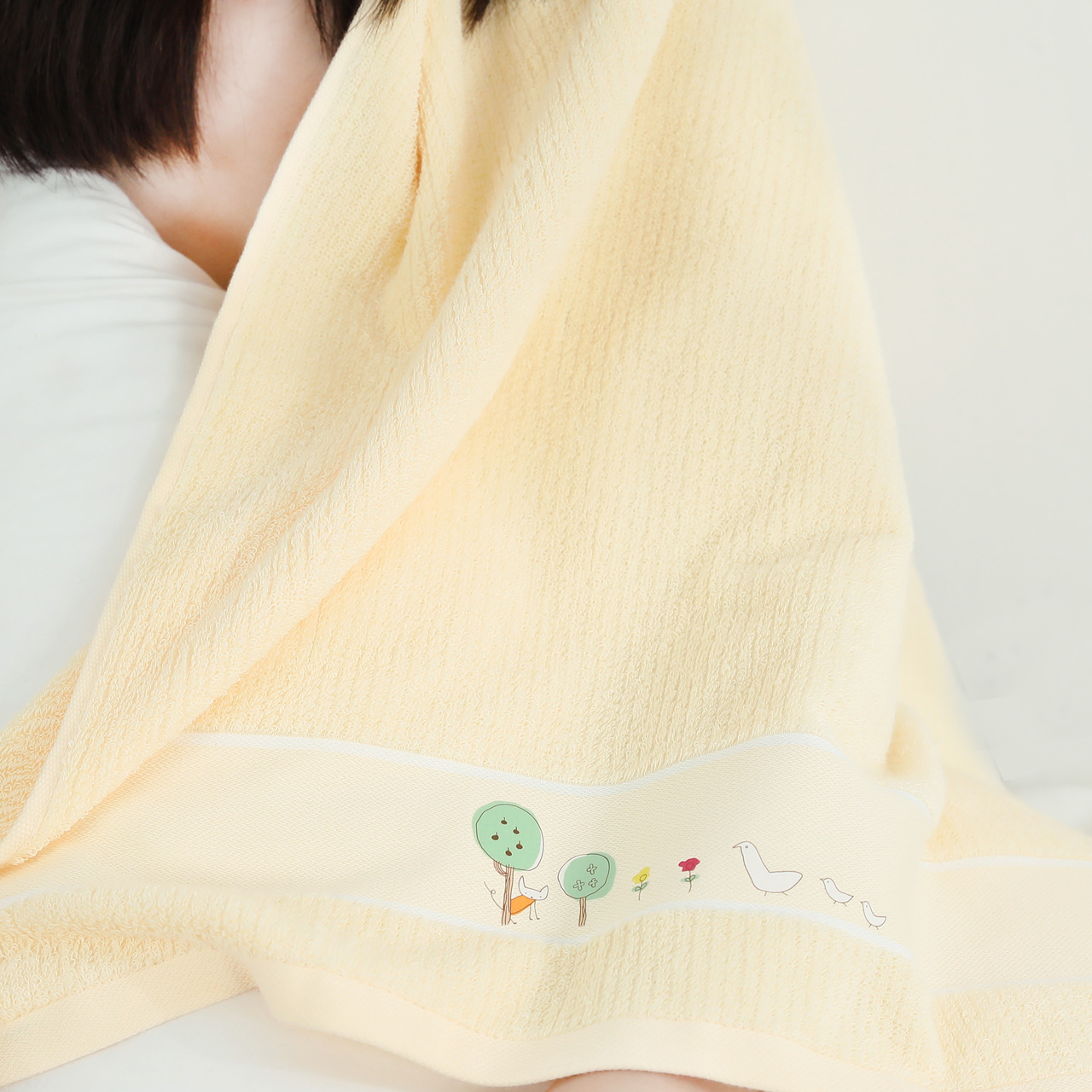 バスタオル 可愛い動物刺繍付き吸水性抜群大判バスタオル