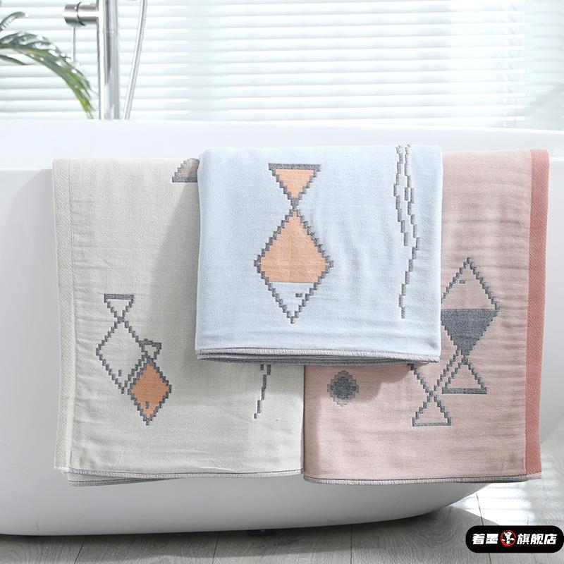 バスタオル 魚刺繍入り極上肌触り大判バスタオル