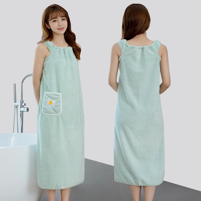 バスタオル 花柄ポケット付き着用式バスタオル