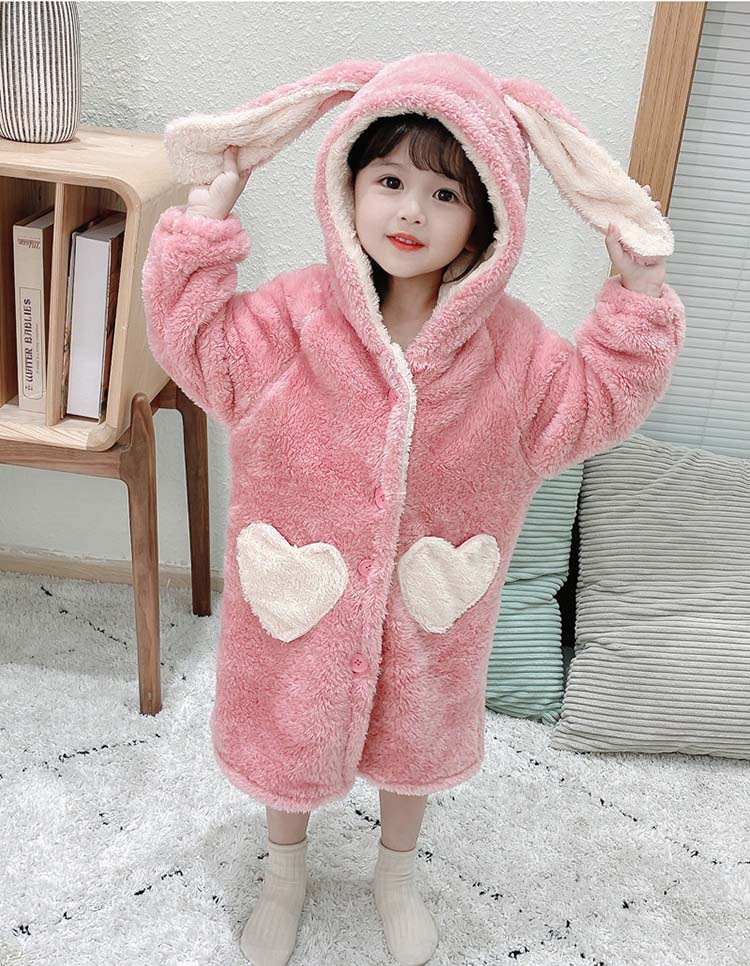 バスタオル 子供用うさぎ耳付きふわふわバスローブ