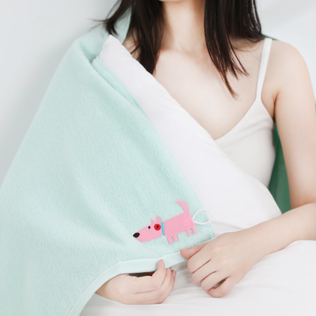 バスタオル 可愛い動物刺繍付き吸水性抜群大判バスタオル