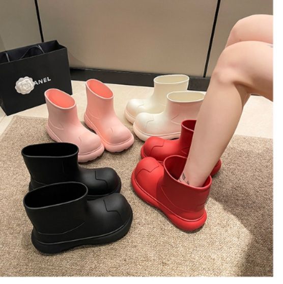 レインブーツ 厚底ボリュームソールショート丈