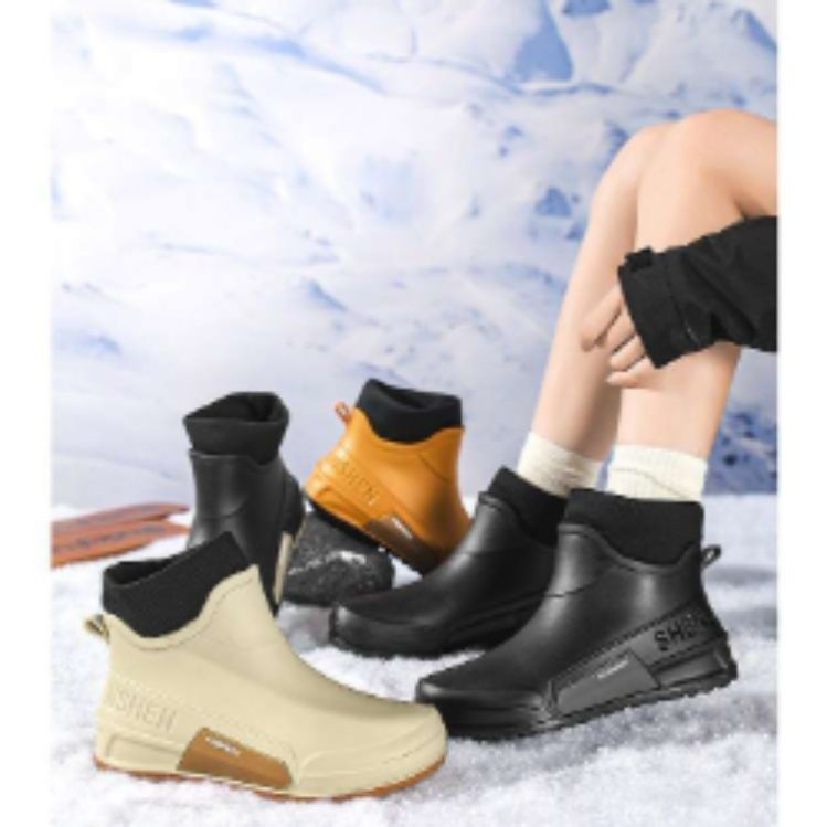 レインブーツ メンズ防水ショートブーツ厚底滑り止め機能付き