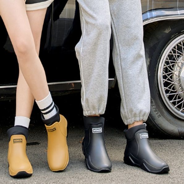 レインブーツ 軽量スポーティ厚底　ショート