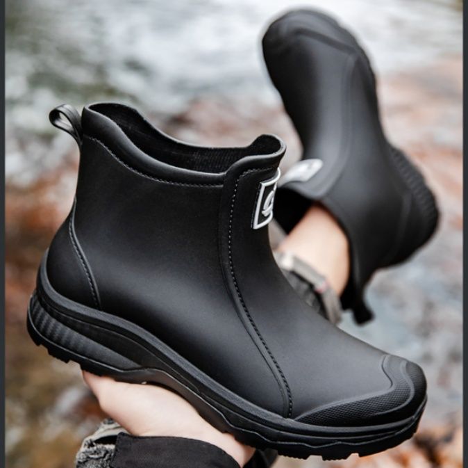 レインブーツ サイドロゴ付き防水 ショート