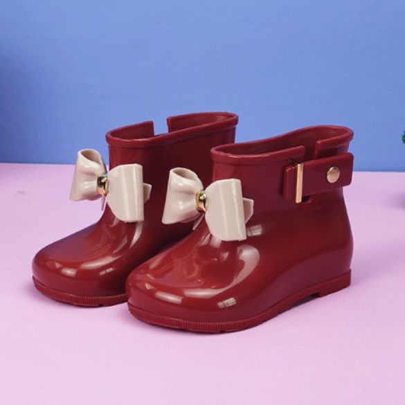 レインブーツリボン付きショート丈キッズ