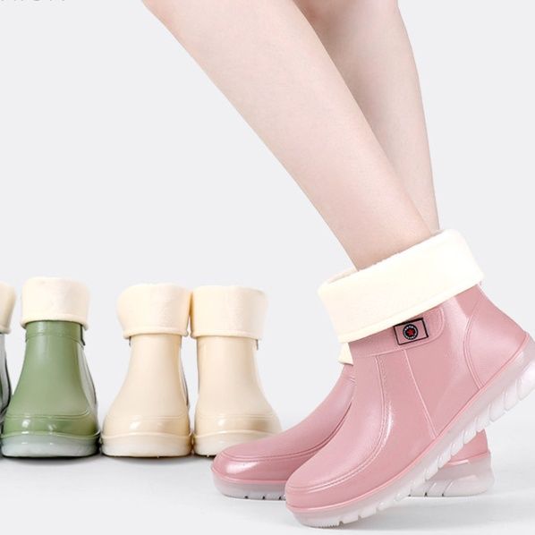 レインブーツ ボア付き防寒ショート丈