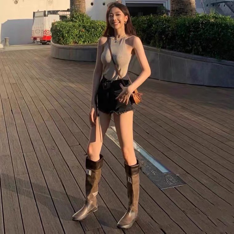 レインブーツ バイカラー切替デザイン　ロング