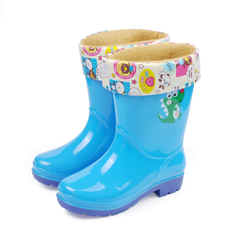 レインブーツキッズ用かわいい動物柄履き口付き長靴