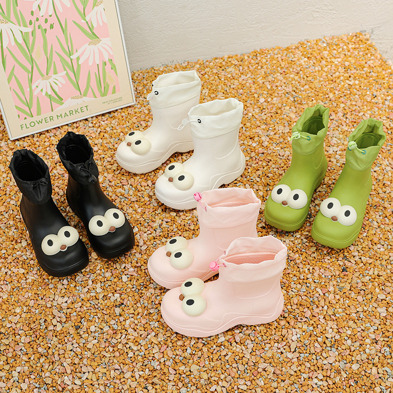 レインブーツ 可愛いカエル顔デザイン子供用 ショート