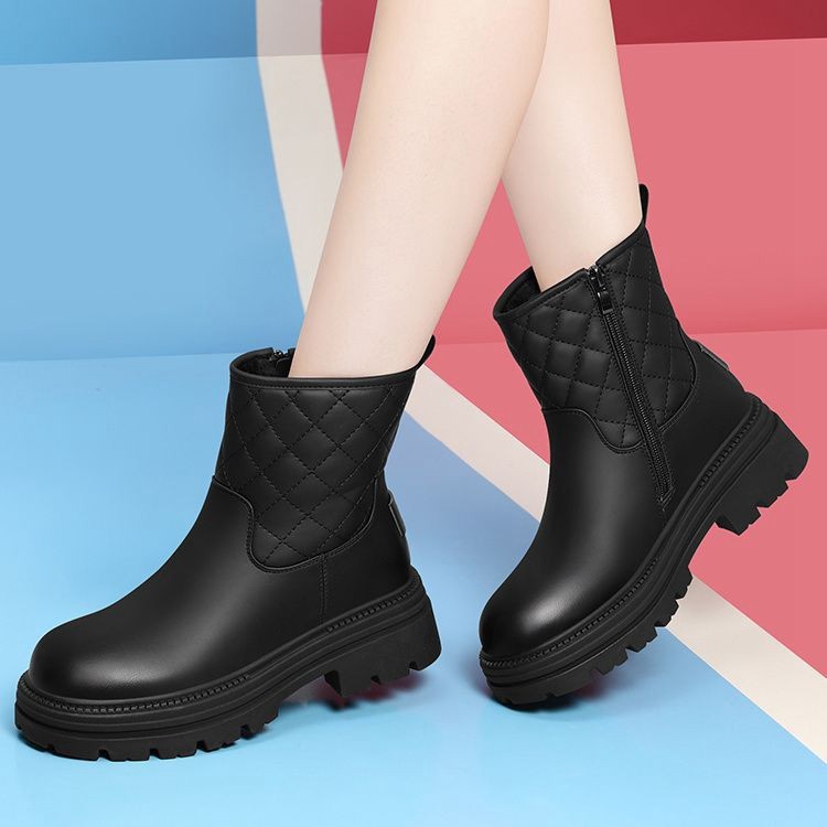 レインブーツ キルティング裏地付き厚底レインブーツ 防寒