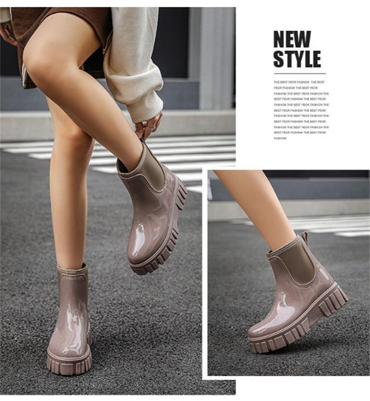 厚底レインブーツ 防水 レディース 滑り止め 雨靴