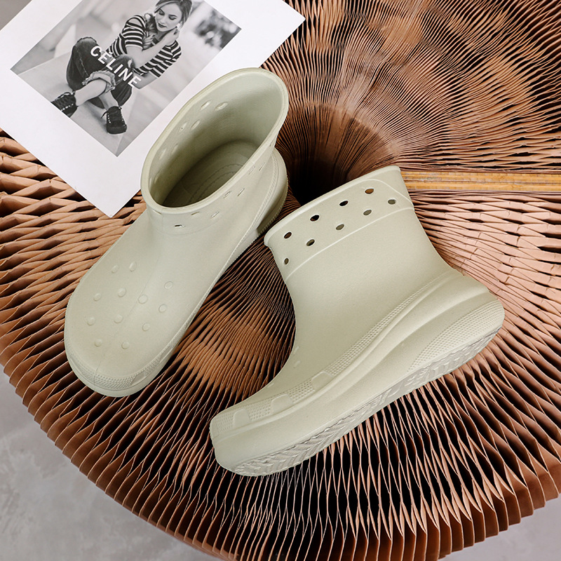 レインブーツ 軽量防水 通気穴付きカジュアルデザイン　ショート