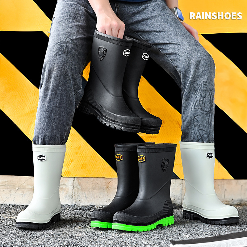 レインブーツ 防滑底面仕様ミドル丈機能性長靴　メンズ