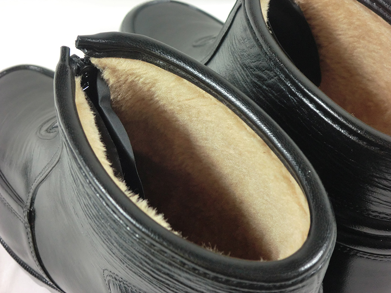 完全防水ボア付きレザー調ショートレインブーツ