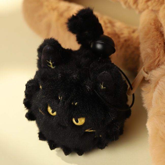 猫ぬいぐるみ まんまる黒猫のふわもこチャーム