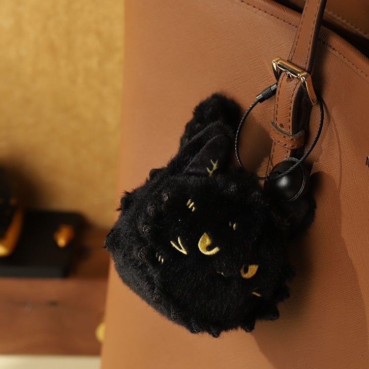 猫ぬいぐるみ まんまる黒猫のふわもこチャーム