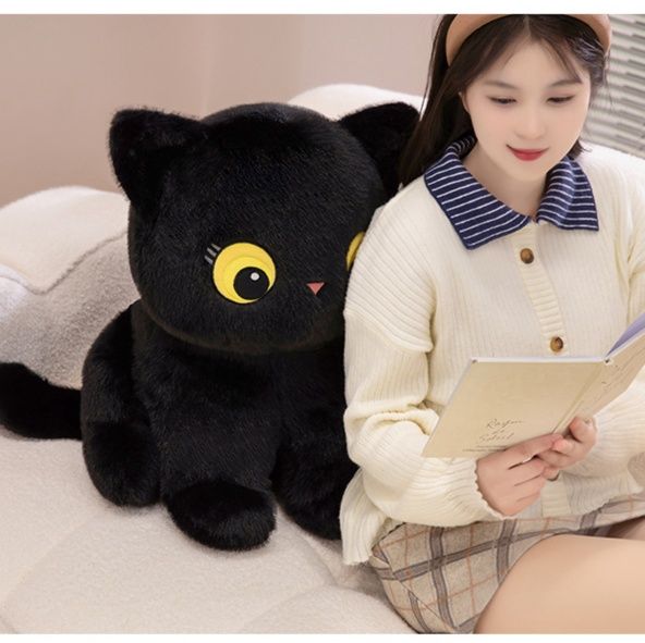 猫ぬいぐるみ まんまる目の夜のともだち