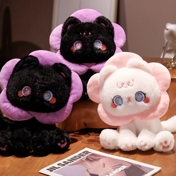 猫ぬいぐるみ お花まとう夢見るにゃんこ