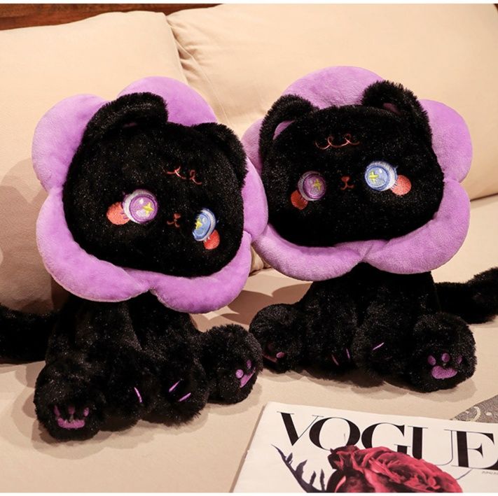 猫ぬいぐるみ お花まとう夢見るにゃんこ