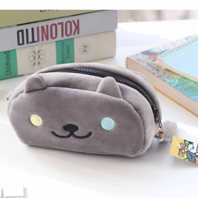 猫ぬいぐるみ ふわふわ三毛猫ポーチ付きぬいぐるみ