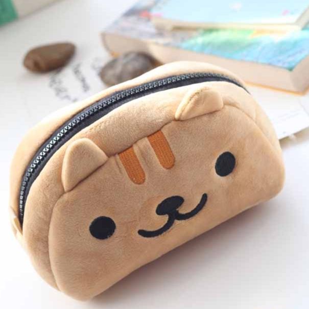 猫ぬいぐるみ ふわふわ三毛猫ポーチ付きぬいぐるみ