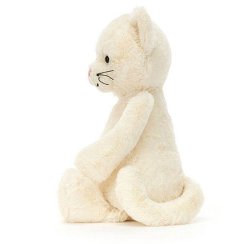 猫ぬいぐるみ ふわふわ微笑み白猫ぬいぐるみ