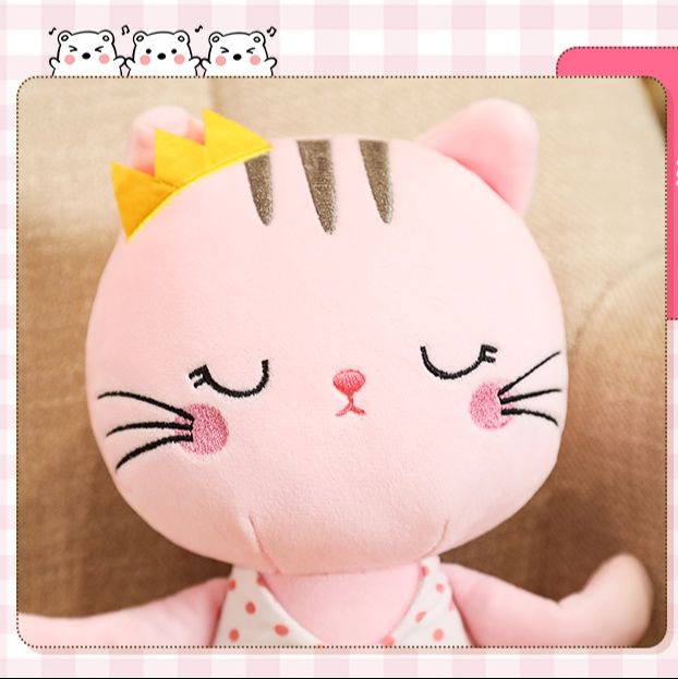 猫ぬいぐるみ お花飾り付き愛らしい表情の癒し系猫人形