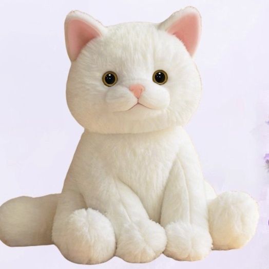 猫ぬいぐるみ ふわふわもちもち座りポーズ白猫ぬいぐるみ