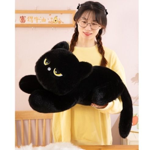 ごろ寝ポーズの金色お目々猫ぬいぐるみ