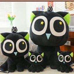 星の瞳の大きな目が可愛い黒猫ぬいぐるみ