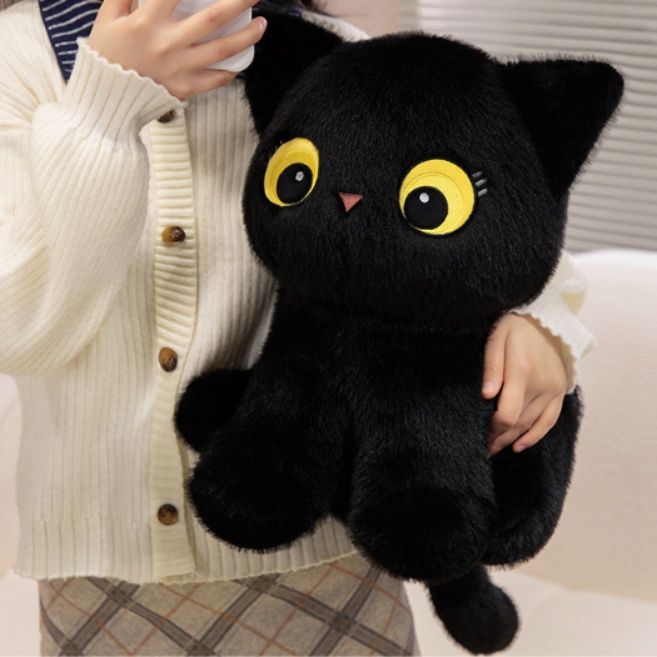 猫ぬいぐるみ まん丸お目目で愛らしい 黒の子猫ぬいぐるみ