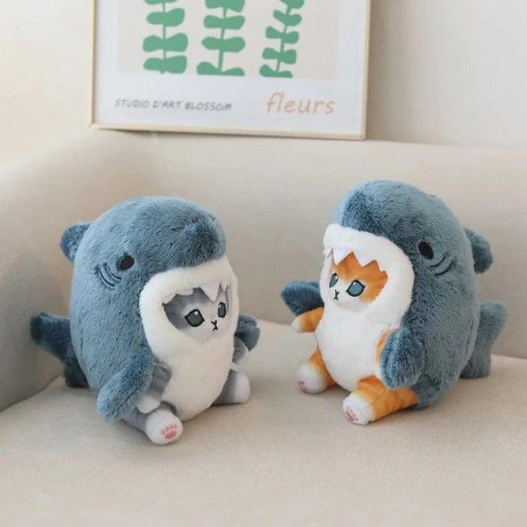 猫ぬいぐるみ サメ着ぐるみトラ茶のもちもち抱き枕