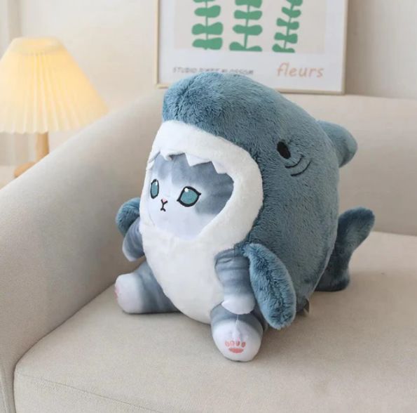 猫ぬいぐるみ サメ着ぐるみトラ茶のもちもち抱き枕