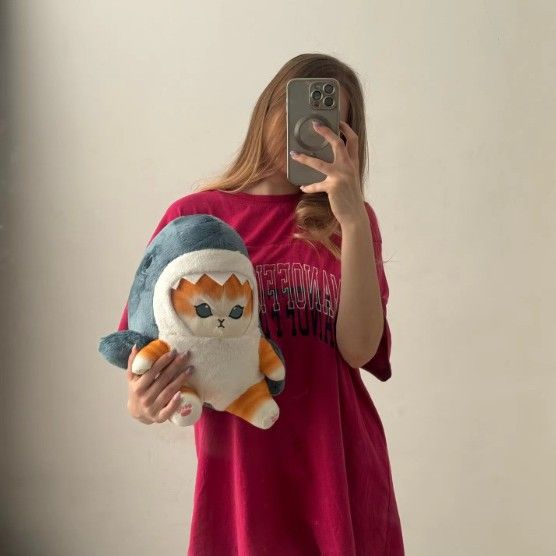 猫ぬいぐるみ サメ着ぐるみトラ茶のもちもち抱き枕