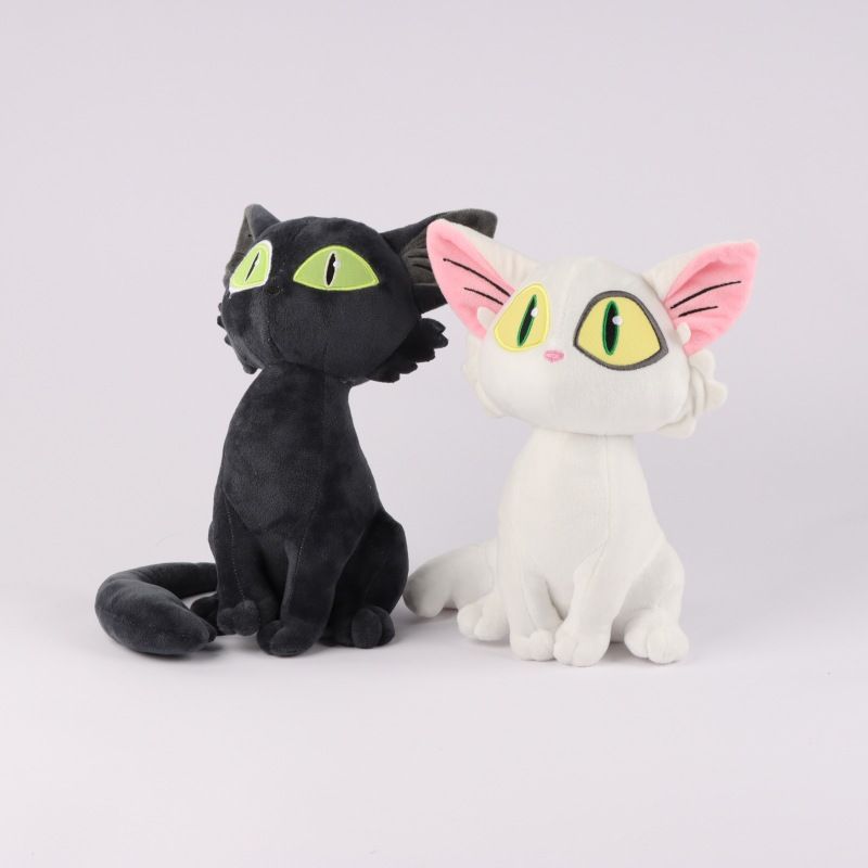 猫ぬいぐるみ 神秘的な瞳の座り姿白猫ぬいぐるみ