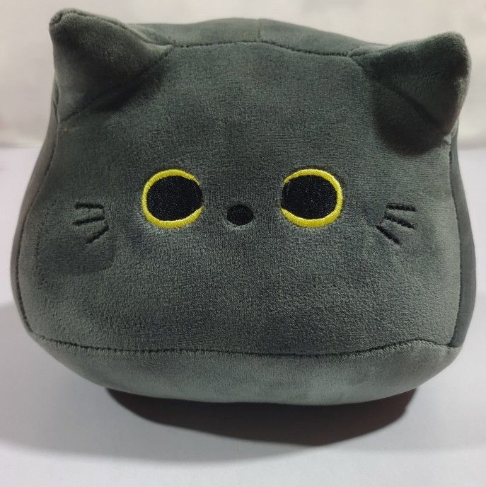 猫ぬいぐるみ まんまる目の黒猫ぬいぐるみクッション