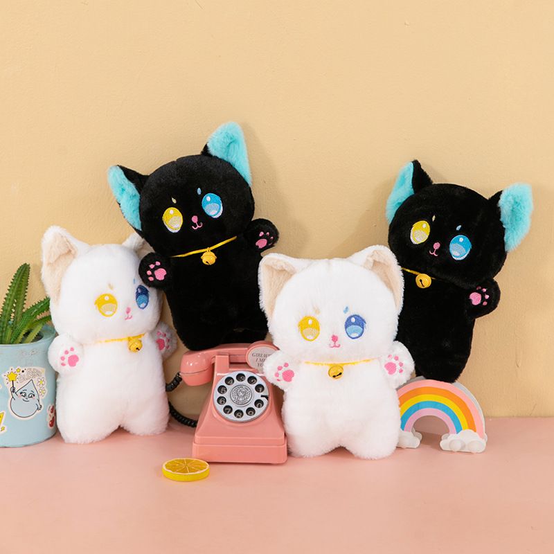 猫ぬいぐるみ きらきらオッドアイ黒子猫のお座りぬいぐるみ