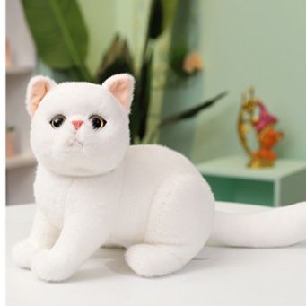 猫ぬいぐるみ もちもちお座り白色子猫のふわふわ癒し系ぬいぐるみ