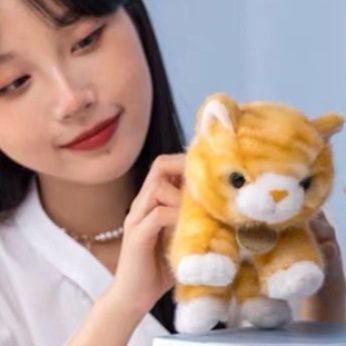 猫ぬいぐるみ リアルな縞模様が可愛い寝そべりトラ茶子猫ぬいぐるみ