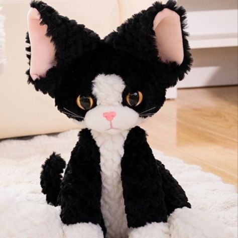 猫ぬいぐるみ おすわりはちわれ黒猫ぬいぐるみ