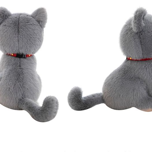 猫ぬいぐるみ 金の鈴付き愛らしいグレー色の子猫ぬいぐるみ
